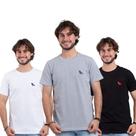 Kit 3 camisetas basica gola careca super oferta