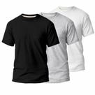 Kit 3 Camisetas Basicas Unissex Algodão Adulto Camisas Manga Curta Homem Mulher Preta Cinza Branca