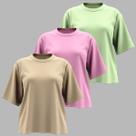 Kit 3 Camisetas Feminina Plus Size 100% Algodão T-Shirt G1 A G3 Básica Lisa