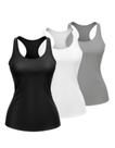 kit 3 Camisetas Feminina Regata Nadador Dry Fit Slim Fit Academia