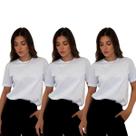 Kit 3 Camisetas Femininas Lisas Básicas 100% algodão