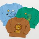 KIT 3 Camisetas Manga Longa Estampada 100% Algodão Menino/Menina