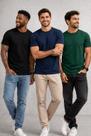 Kit 3 Camisetas Masculina 100 Algodão Penteado Kit 3 Camisetas Masculina 100 Algodão Penteado