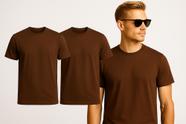 Kit 3 Camisetas Masculina Algodão Marrom Lisa Básica