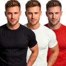 Kit 3 Camisetas Masculina Canelada Slim Fit Básicas Manga Curta