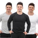 Kit 3 Camisetas Masculina Manga longa Algodão Segunda pele com punho