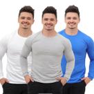 Kit 3 Camisetas Masculina Manga longa Algodão Segunda pele com punho Kit 3 Camisetas Masculina Manga longa Algodão Segunda pele com punho