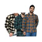 Kit 3 Camisetas Masculina Xadrez Flanelada Manga Longa Com Bolsos NOVIDADE