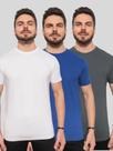 Kit 3 Camisetas Masculinas Básicas 100% Algodão ConfortávelLinhaPremium Branco Azul Royal e Cinza