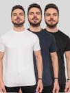 Kit 3 Camisetas Masculinas Básicas 100% Algodão ConfortávelLinhaPremium Preto Branco e Azul Marinho