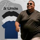 Kit 3 Camisetas Masculinas Plus Size Gola V Dry Fit Lisa Básicas Cores Diversas