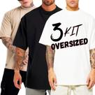 Kit 3 Camisetas Oversized Streetwear 100% Algodão Moda Masculina Academia