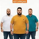 Kit 3 Camisetas Polo Premium Plus Size Algodão G1 Ao G3 Lisa -