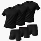 Kit 3 Camisetas Raglan Dry Fit 3 Cuecas Boxer Masculinas