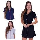 Kit 3 Camisola Amamentação Pós Cirúrgica Botões - c12 KIT 3 CAMISOLA BLOGUEIRA CINZA MARINHO PRETO