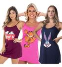 Kit 3 Camisola De Malha Pv Alcinha Confortável Com Estampa