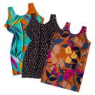 Kit 3 Camisola Liganete Manga Curta Feminina Malha Fria Senhora Vovó Roupa De Dormir
