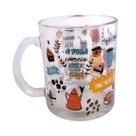 Kit 3 Canecas de Café Vidro Coffee Xicara Estampada 330ml