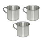 Kit 3 Canecas Escolares Alumínio com Alça 300ML Prata Continental