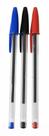 Kit 3 caneta bic cristal azul/preta/vermelha