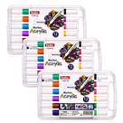 Kit 3 Caneta Marcador Pen Waterproof Marker Acrylic 12 Cores
