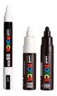 Kit 3 Caneta Posca PC5M Branca e PC7M Preta e Branca Uni