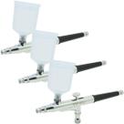 Kit 3 Canetas Aerógrafo Aerográfica Pistola Dupla Ação Profissional 0,3 mm 2 Copos Importway IWCA-2C