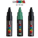 Kit 3 Canetas PC-8K Posca 2Pretas 1Verde