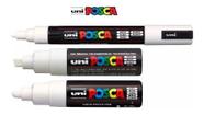 Kit 3 Canetas Posca Branca PC5M,PC7M,PC8K várias pontas