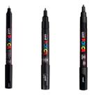 Kit 3 Canetas Posca Preta PC1MR.1M e 3M Uni-Ball