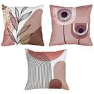 Kit 3 Capa Almofada Dente Leão Lótus Listra Rose 45x45 Sarja