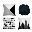 kit 3 capa almofada nórdico preto e branco 40x40 + 1 almofada nó