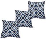 Kit 3 Capa De Almofada Belize Geométrica Azul Impermeável 45cmx45cm