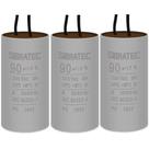 KIT 3 CAPACITOR PERMANENTE COM CABO 90 UF 250 Volts