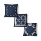 Kit 3 Capas Almofada Círculos 43x43cm Microfibra Azul