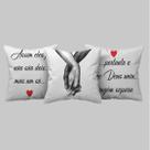 Kit 3 Capas Almofada Decorativa Frases Casal E Deus 40x40cm