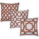 Kit 3 Capas Almofada Geometria Treliça Verde Terracota Linho Crú 45x45