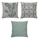 Kit 3 Capas Almofada Linho Bouclé Verde Tulipa Treliça 50x50