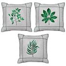 Kit 3 Capas Almofada Linho Folha Flor Verde Drapeada 45x45