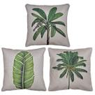 Kit 3 Capas Almofada Linho Folhagem Natureza Tropical 43x43 Kit 3 Capas Almofada Linho Folhagem Natureza Tropical 43x43