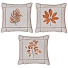Kit 3 Capas Almofada Linho Folhagem Terracota Drapeada 45x45 Kit 3 Capas Almofada Linho Folhagem Terracota Drapeada 45x45
