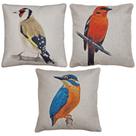 Kit 3 Capas Almofada Linho Pássaros Passarinhos Aves 43x43