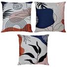 Kit 3 Capas Almofada Linho Terracota Azul Floral Luxo 45x45
