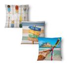 Kit 3 Capas Almofada Praia 43x43cm Microfibra