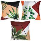 Kit 3 Capas Almofada Tropical Folhas Costela de Adão Limão 45x45 Kit 3 Capas Almofada Tropical Folhas Costela de Adão Limão 45x45