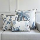 Kit 3 Capas Almofadas Austrália Azul, Ikat e Coqueiros