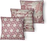 Kit 3 Capas de Almofada Decorativa Belchior com Zíper Tecido Especial Estampadas e Lisas 43 x 43cm