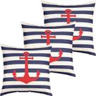 Kit 3 Capas De Almofadas Âncora Vermelho Navegação Marítima