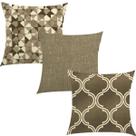 Kit 3 Capas de Almofadas Composê Arabesco, Textura Fendi e Geométrico 45x45cm Kit 3 Capas de Almofadas Composê Arabesco, Textura Fendi e Geométrico 45x45cm