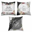 Kit 3 Capas De Almofadas Decorativas 45x45cm Estampa Amar Floral Kit 3 Capas De Almofadas Decorativas 45x45cm Estampa Amar Floral